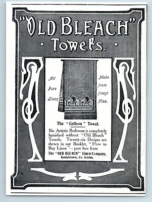1905 Paper Advert The Old Bleach Linen Co Randalstown The Galleon Towel • £5.95