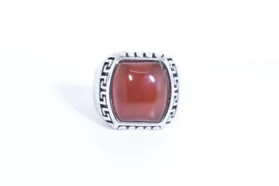 Vintage Stainless Steel Genuine Carnelian Size 9.75 Men's Ring • $44