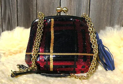 $225 • Buy COACH Limited Edition Legacy Tartan Evening Bag Sequin Frame Kiss Lock Bag 21214