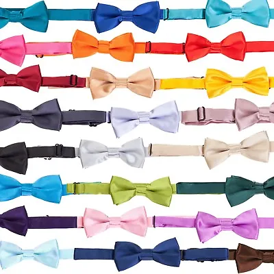Tie Co Kids / Children's Small Pre Tied Bow Tie - Range Of Plain Colours + Black • £3.99