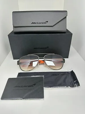 McLaren MLSED01 C02 Pilot Shape Mirrored Titanium Sunglasses Orange & Gunmetal • £329