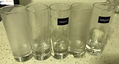 Mikasa Brand 'Cheers' Set Of 5 Small Etched Clear Tumbler Shot Glasses - 4  Tall • $27.99