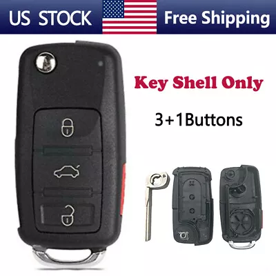 New Replacement Remote Key Fob 3+1Button Flip Case For Volkswagen VW- Shell Only • $8.99