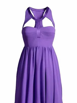 2011 VERSACE For H&M Cut Out Haltered Purple Silk Dress - US 8  • $90