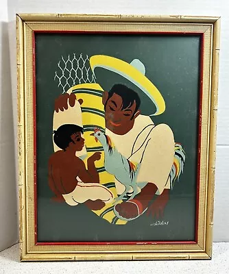 Artist Childers Family 1955 Mexican Inspired Print 12 1/2  X 15 1/2  VERY NICE • $80