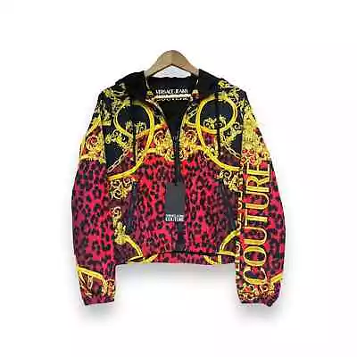 Versace Jeans Couture Wild Baroque Hooded Windbreaker Red Animal Print XS 0 • $249.97