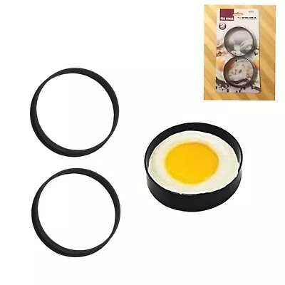 2 X Non Stick METAL EGG FRYING RINGS Perfect Circle Round Fried Poach Muffin  • £3.59