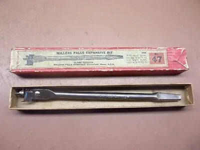 Vintage MILLERS FALLS Expansive Bit No. 47 Clark Pattern W/2 Cutters & MF Box • $13.99