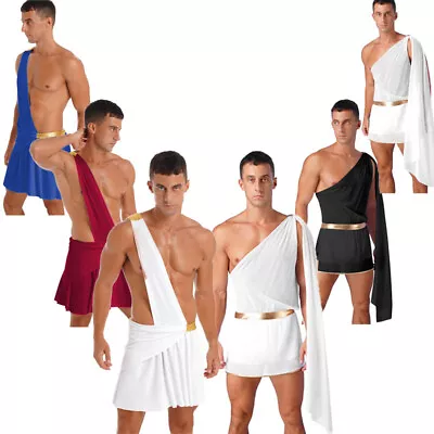 Mens Ancient Greek Roman Toga Costume Halloween Fancy Party Masquerade Jumpsuits • $13.51