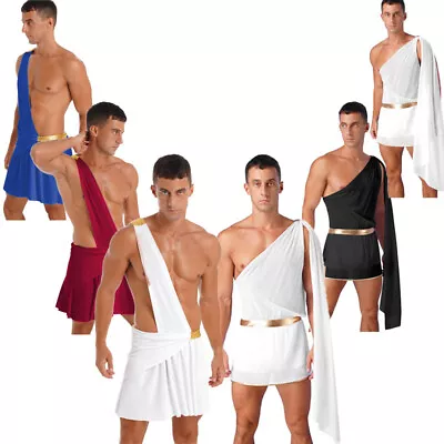 Mens Ancient Greek Roman Toga Costume Halloween Fancy Party MasqueradeJumpsuits • $12.14