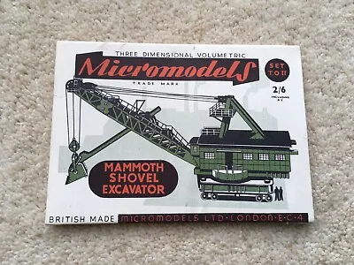 C1950s VINTAGE MICROMODELS SET T.O.ll MAMMOTH SHOVEL EXCAVATOR IN ORIG PACK • £15.99