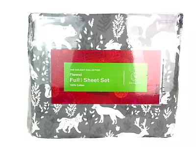 Martha Stewart 100% Cotton Flannel 4 Piece Sheet Set Forest Friends Full $80 • $42.49