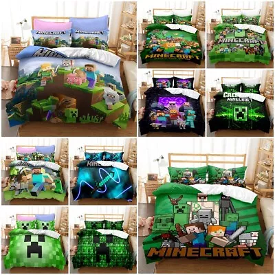 3D Kids Creeper Bedding Set Quilt Duvet Cover Pillowcase Single Double Gift UK • £20.99