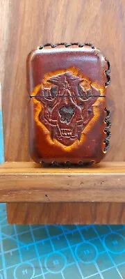 Zippo Custom Hand Made Leather Case Tiger Skull • £49