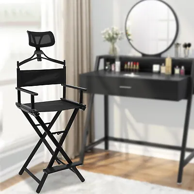 Portable Folding Directors Chair Makeup Artist Chair With Headrest Aluminum USA • $119.99