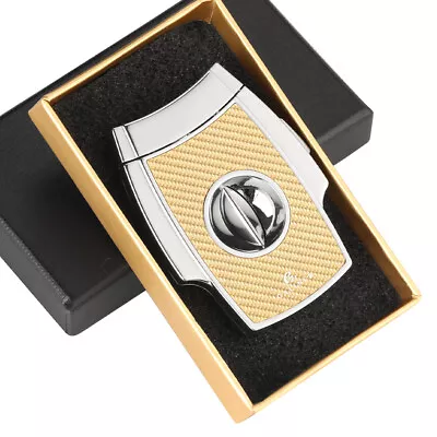 Galiner Gold Stainless Steel Cigar Sharp V-Cutter Protable Travel Blade Gift Box • $31.01