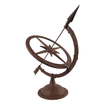 Cast Iron Armillary Sundial Clock Timepiece Garden Ornament Statue Brown 54cm • £58.99