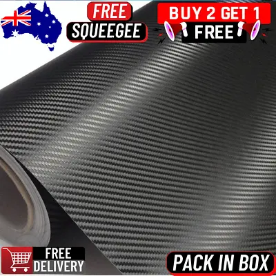 3D Black Carbon Fibre Fiber Car Vinyl Wrap Film Roll Sticker Decals Air Release  • $4.39