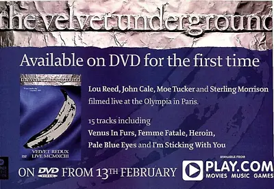 (moj15) Magazine Advert 5x9  The Velvet Underground - Velvet Redux Live Dvd • $7.39