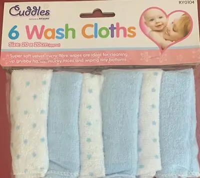 6 PCs Baby Wash Cloths Soft Face Towel Flannel Wash Cloth Towel  Wipes 20X20cm • £3.49