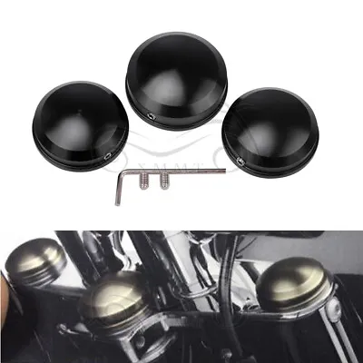 BLK CNC Upper Fork Stem Nut Covers For Harley Dyna Softail Deluxe FLSTN Slim FLS • $16.98