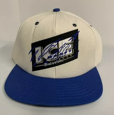 Vintage BUD ICE Snapback HAT Official Budweiser Ice Draft Beer Cap NOS • $19.99