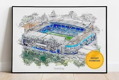 Chelsea FC Print Stamford Bridge Wall Art Football Poster Digital Download • £4.95