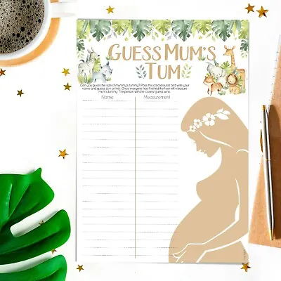 GUESS MUMS TUM - Baby Shower Safari Theme Party Game. Unisex/Neutral Jungle • £4.50