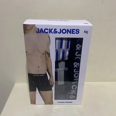 Jack & Jones Men's Boxer Shorts Trunks Underwear Pack Of 3 Size XXL • £19.99