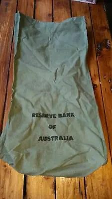 Vintage Australian Reserve Bank Green Cash Money Sack Bag  Very Rare • $100