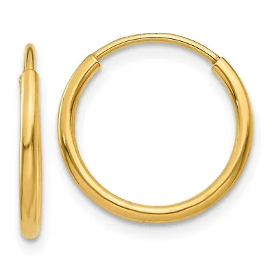 Real 14K Yellow Gold 1.25mm Endless Hoop Earring; Women & Men • $52.67