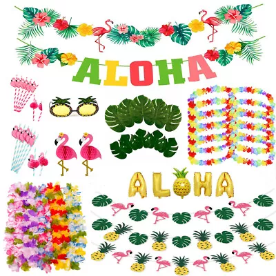 £3.19 • Buy Hawaiian Tropical Banner Garland Palm Leaf Flower Summer Luau Beach Party Decor