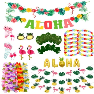 £6.36 • Buy Hawaiian Tropical Banner Garland Palm Leaf Flower Summer Luau Beach Party Decor