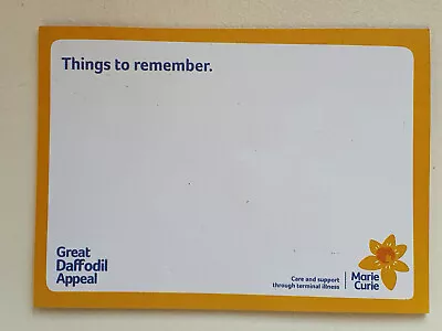 Great Daffodil Appeal Memo/Sticky Notes Incomplete Pad Marie Curie Momento • £2