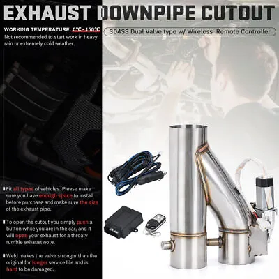 $79.90 • Buy 3'' 76mm Exhaust Control E-cut Out Dual Valve Electric Y Pipe W/ Remote Kit