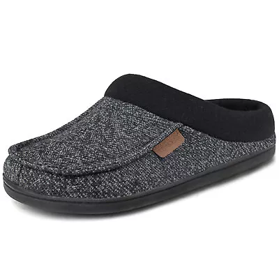 Men's Moccasin Slippers With Memory Foam Slip On Faux Sherpa Lining House Shoes • $15.39