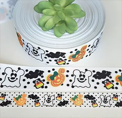 7/8 & 1.5  (1 YD) Mickey Mouse Halloween Grosgrain Ribbon Jack-O-Lanter Minnie • $1.20