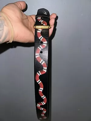 Gucci King Snake 95•38  Leather Belt 434520 Used Slight Crease As Is • $180