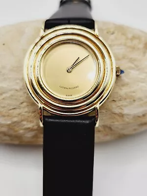 Lucien Piccard 14KT Yellow Gold Watch Whit Black Leather Strap Unisex • $900