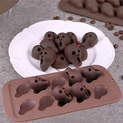 £2.99 • Buy Silicone Ghost Head Skull Chocolate Candy Mould Cake Cookies Ice Cube Jelly Mold