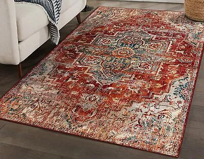 RUGS AREA RUGS CARPET 8x10 RUG ORIENTAL RED LARGE LIVING ROOM FLOOR RED 5x7 RUGS • $99