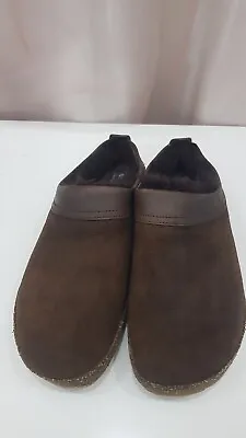 HAFLINGER SNOWBIRD Women's Brown Suede Slipper Clog Shoes Size 40 / 8.5 Us • £52.26
