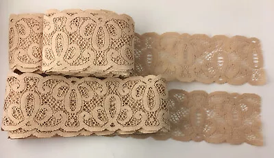 Vintage Unused Sewing Trim Craft Quilting 3.5 Inch Wide Tan Lace 14.5 Yard Lot • $20