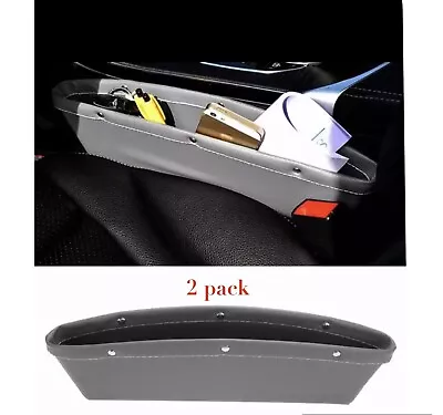 $11.39 • Buy 2x PU Leather Catcher Organizer Caddy Car Seat Gap Filler Pocket Storage Gray