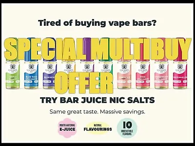 BAR JUICE 5000 Nic Salt 10ml E Liquid 10mg 20mg Vape Juice 50/50-MINIMUM ORDER 2 • £1.99