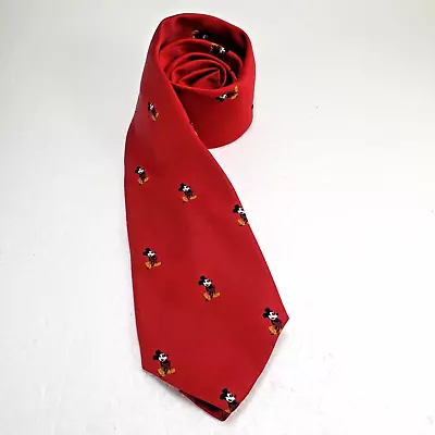 VTG Mickey Mouse Disney World Cervantes Polyester Tie Red • $9.99