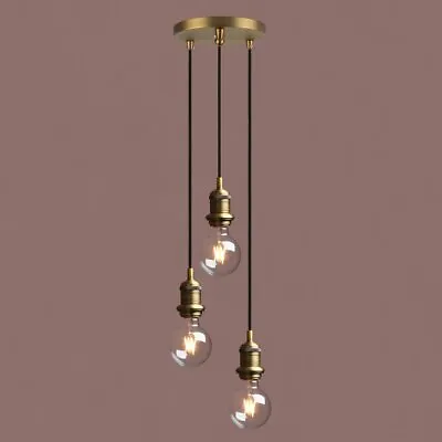 £49.99 • Buy Vintage Industrial Kitchen Loft Chandelier Cluster 3-Light Pendant Ceiling Lamp