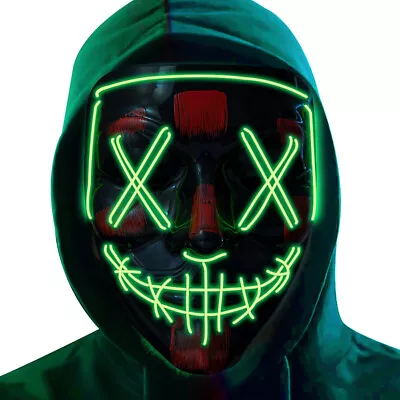 V For Vendetta Guy Fawkes LED Light Up 3 Mode Costume Cosplay Mask NEON GREEN • $14.99