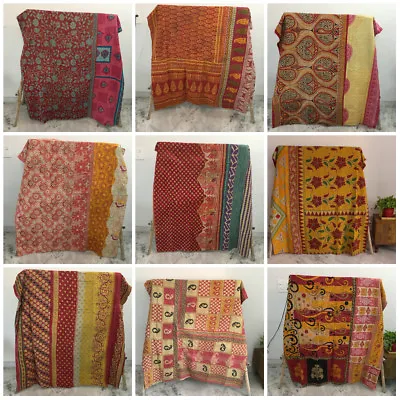 £22.79 • Buy Vintage Kantha Handmade Bedspread Indian Quilt Cotton Blanket Gudari Ralli Throw