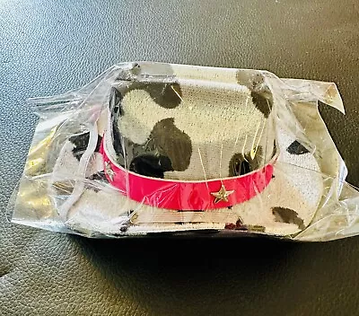 Mini Pet Hat Neon Cowboy Brand New Cow Spots W/Pink&stars. Discontinued Item • $20